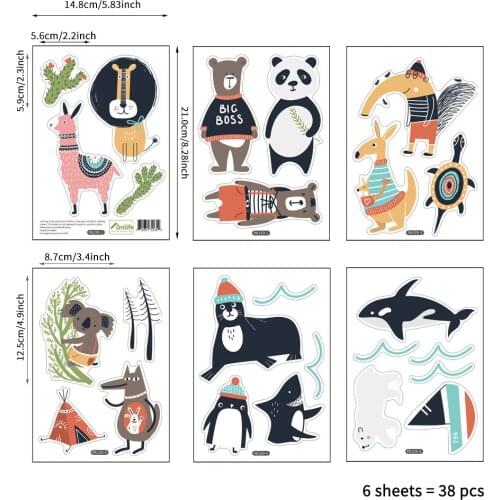 8 Styles Nordic Ins Cartoon Childrens Room Wall Stickers Decorated Cute Animals Stickers Wall Stickers Wholesale PA059