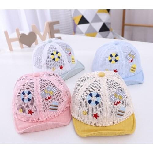 Childrens Hat Summer Net Hat New Embroidered Boys And Girls Baseball Cap Kids Outing Sunbathing Baby Sunscreen Hat