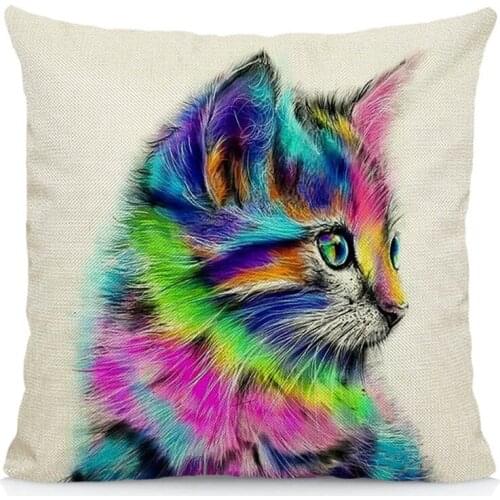Cute Cat Pillow Case Animal Cushion Cover 45X45cm
