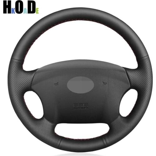 Genuine leather DIY Black Hand-sewing Steering Wheel Cover for Hyundai Sonata NF NFC 2005-2010 Azera 2005-2010