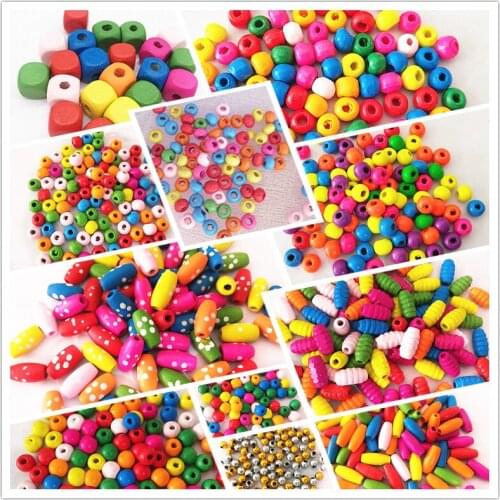 Wood beads DIY accessories a variety of sizes color mixed color wood beads