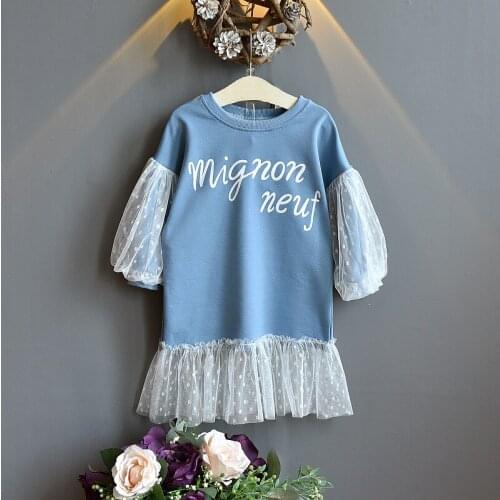 Kids Baby Girl Autumn Clothes 3-7 Years Cute Stitching Long Sleeve Mesh Dress 2020 Spring New Fashion Girls Princess Dresses