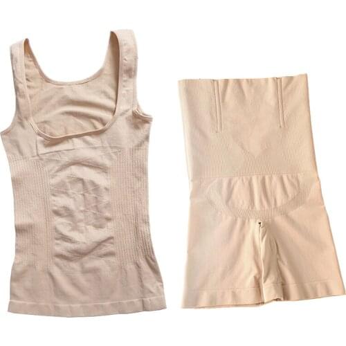 Women Compression Full Body Postpartume Recovery Bodysuit Shapewear Set No Muffin Top Camisole And Shaper Panty Slimm Thigh