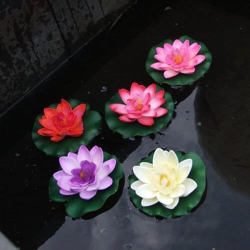 1pcs Artificial Outdoor Pool Pond Floating Lotus Aquarium Fish Pond Fake Flower Decor Water Grass Decor Garden Decor