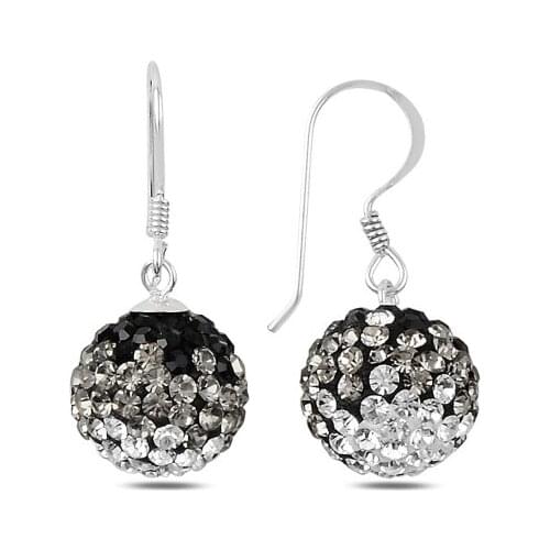 KUTAYDAN Zircon Cubic Zirconia Dangle Ball Earrings 925 Sterling Silver