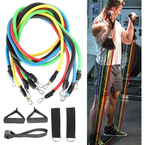 Latex Resistance Band Crossfit Train Home Exercise Strong Health Body Yoga Tube Pull Rope Rubber Expander Elastic Line 11pcs/set