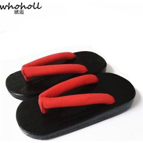 WHOHOLL Summer Platform Sandals Women Japanese Geta Wooden Shoes Slippers Coser Comiket Cosplay Flip-flops for Woman Kimono Shoe