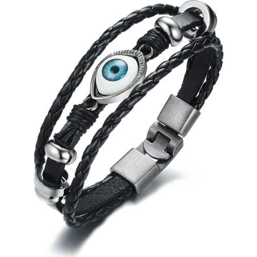 2021 European And American Style Alloy Devils Eye Inlaid Black Stone Material Trendy mans Creative And Personality Bracelet
