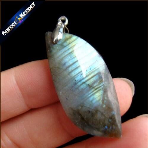 Real Natural Gray Moonstone Raw Gem Stone Ornament Handicraft Rainbow Labradorite DIY Crystal Pendant Necklaces for Gift SS445