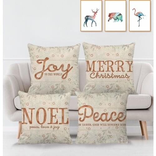 New Christmas Letter Series Sofa Pillowcase Merry Peace Joy Letter Cushion Cover Decorative Pillow Covers