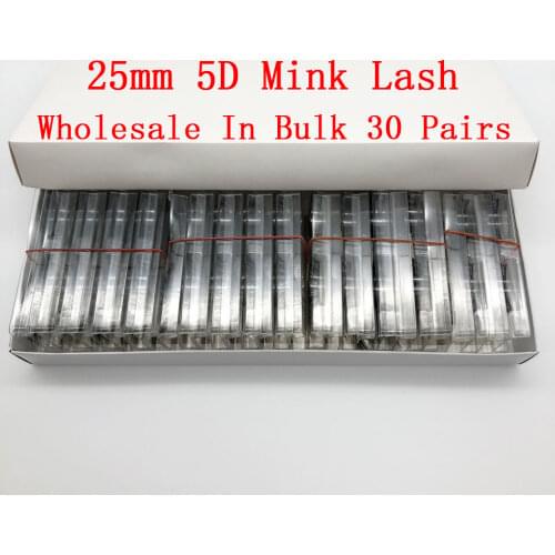 Wholesale 30 Pairs Make up 25mm Mink Lashes False Eyelash Extension Beauty Mink Eyelashes 5D Mink Lashes Full Strip Handmade