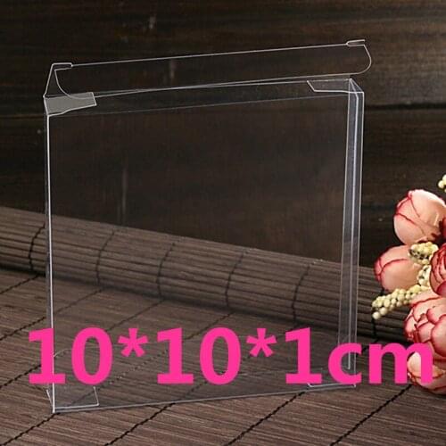 50Pcs/lot Plastic Clear PVC Candy Boxes for Packing Gifts and Display Goods for Showing 10*10*1cm Souvenirs Packing Decoration