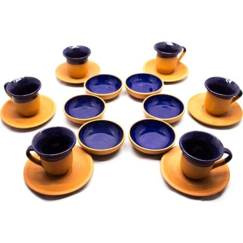 Soil Cup Pad 18 Piece 6 Personality Coffee Set-Navy Blue