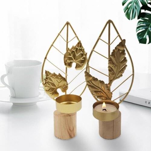 Candle Holder Leaf Shape Rust-proof Wrought Iron Decorative Candlestick Holder Supplies for Dorm