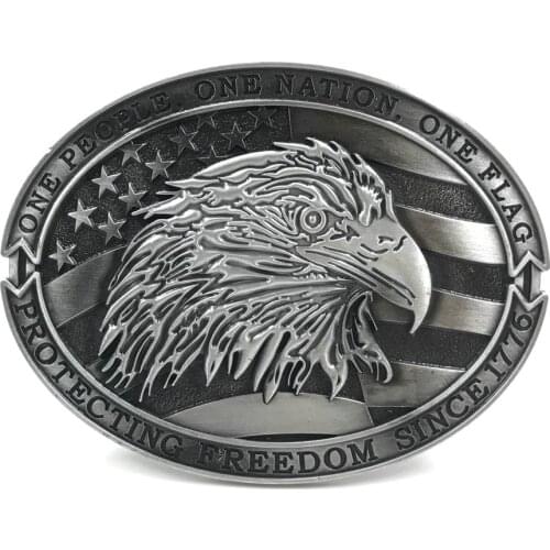 Western Cowboy Zinc Alloy 3D Side Eagle Defends Freedom Attitude Buckle