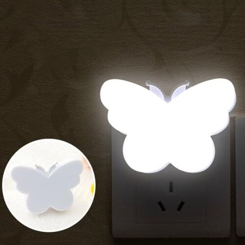 Cute Butterfly LED Night Light Dark Bedside Children Baby Kids Gifts Bedroom Home Decor Luminaire AC110- 220V LED Sensor