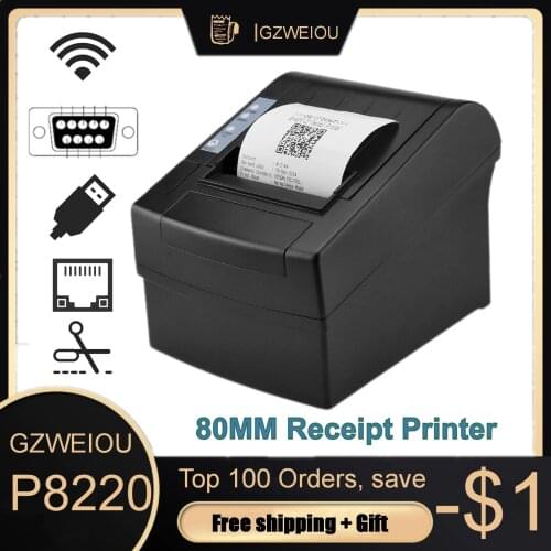 3'' Thermal Receipt Printer 80mm POS Bill Kitchen with Auto Cutter Driver Cash Drawer for Supermarket Support Windows USB Wifi