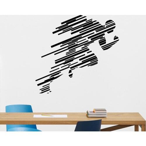 Runner Wall Decal Running Sport Fitness Door Window Vinyl Stickers Gym Training Room Stadium Interior Decor Art Wallpaper E533