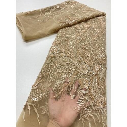 XIYA African French Net Lace Beaded 2021 Groom Lace Sequin Mesh Tulle Lace Fabric For Party Dress NI5109-1