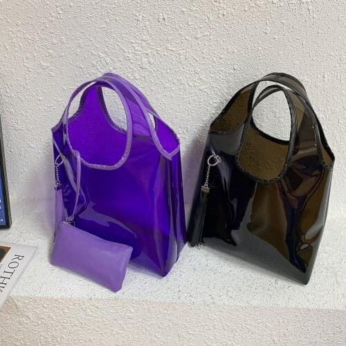 Women Fashion PVC Clear Tassel Shoulder Bag Pouch Handbag Composite Bags For Women 2021