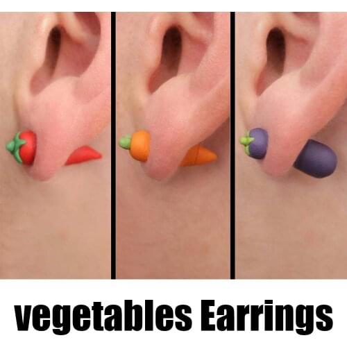 TTPAIAI 30 Handmade Polymer Clay Carrot Chili Eggplant Stud Earrings Fashion Jewelry Vegetables Earrings For Women Girl Kid Gift
