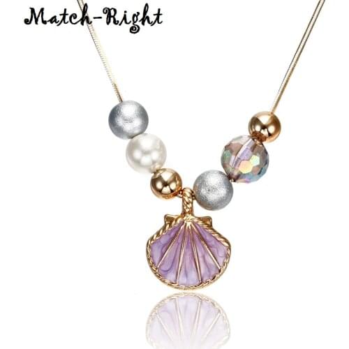 Womens Beads Necklace for Women Shell Necklaces & Pendants Crystal Beaded Statement Necklace New Jewelry for Gifts NR085