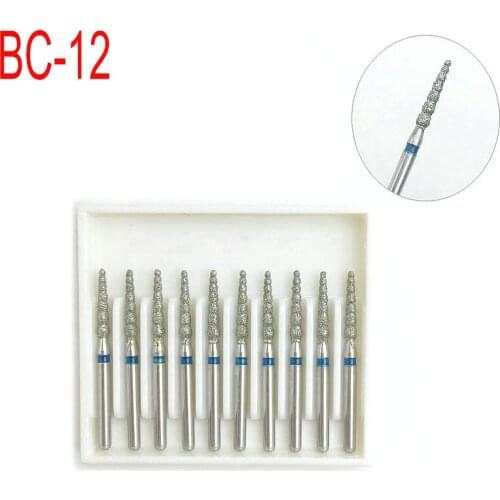 10pcs Dental Diamond Burs Drills Handle 1.6mm Dentist Teeth Whitening Tools for High Speed Handpiece BC-12