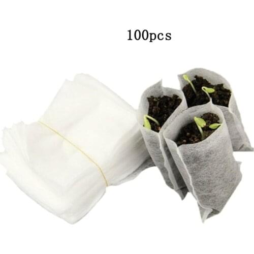 100Pcs Biodegradable Non-woven Nursery Bags Plant Grow Bags Fabric Seedling Pots Eco-Friendly Aeration Planting Bags
