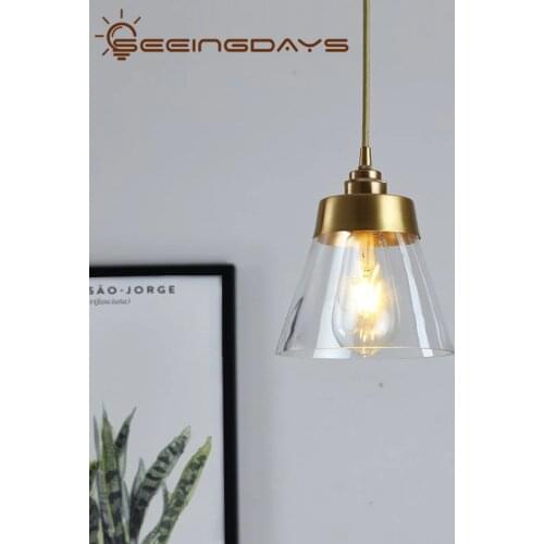 16x20cm Nordic Simple Ins Japanese Style Retro Affordable Luxury Aisle B & B Bedside Restaurant Bar Glass Single-Head Droplight