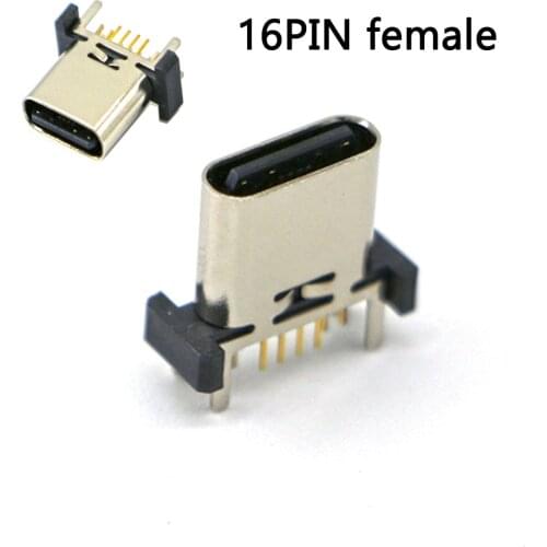 3-6pcs/lot 16 Pin DIP Socket Connector Micro USB Type C Female Four feet board vertical For Samsung Lenovo Huawei ZTE ect