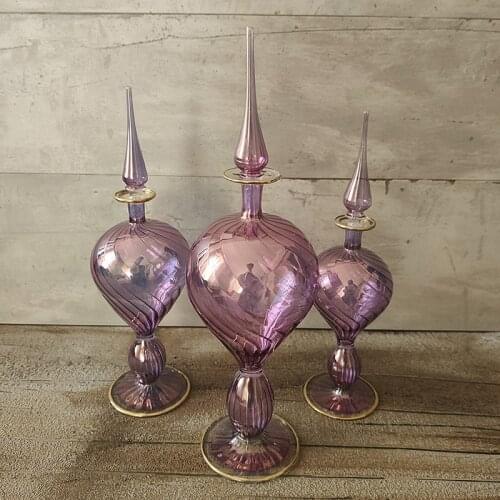 3 Pcs Perfume Bottles Refillable Perfume Bottle Hand Blown Glass Elegant Crafts Objects Scent Empty Dispenser Party Wedding Decoration Bottles Bedroom Living room home Decor table ornament vintage Bottles