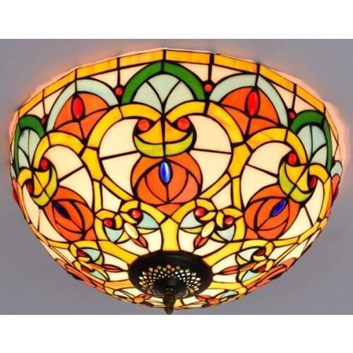 40cm European-Style Vintage Peach Heart Beads Colorful Glass Restaurant Bedroom Corridor Corridor Bathroom Glass Ceiling Lamp