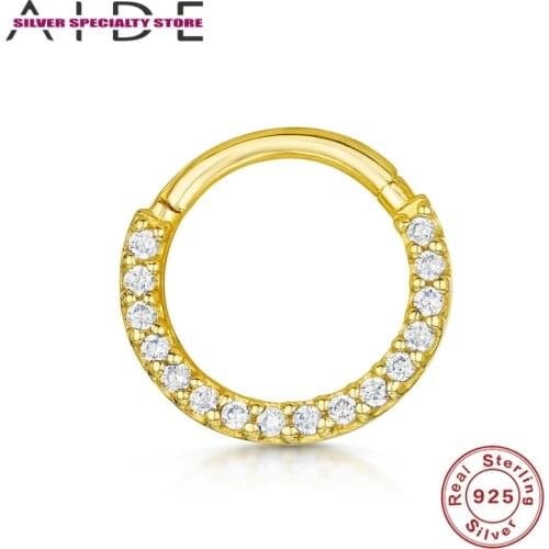 AIDE Hoop Earring S925 Silver Earrings For Women Trend Piercing Earring For Girl Fine Jewelry Zircon Ear Bone Pendientes Aretes