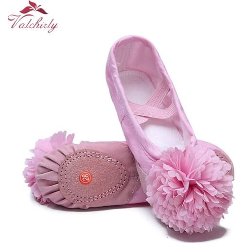 Big Flower Girls Ballet Dance Shoes Kids Lovely Cute