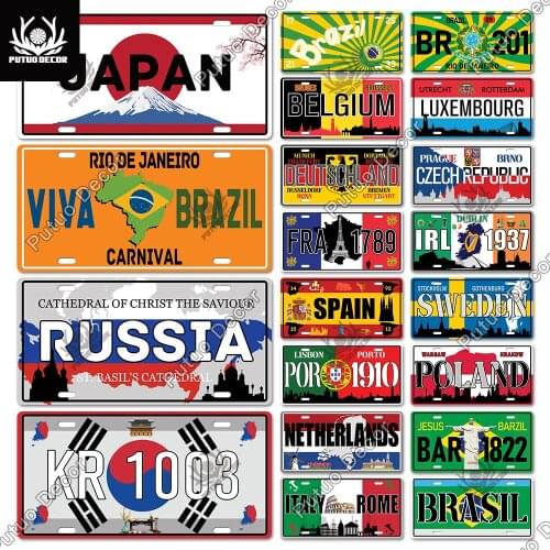 Putuo Decor Country Metal Sign Licenses Plate Plaque Metal Vintage Decor for Living Room Pub Man Cave Club Bar Wall Decoration