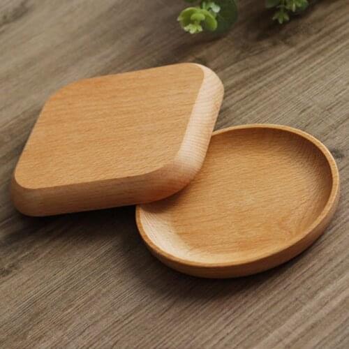 Wood Serving Plate, Wood Square & Round Serving Tray, Fruit Dessert Cake Snack Candy Platter Wooden Bowls