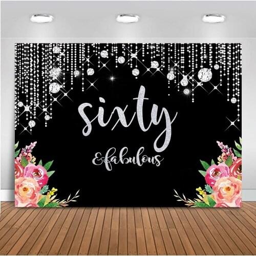 Sixty Birthday Backdrop for Photography Blackboard Background for Photo Studio Party Decoration Banner Computer Printed Prop 569