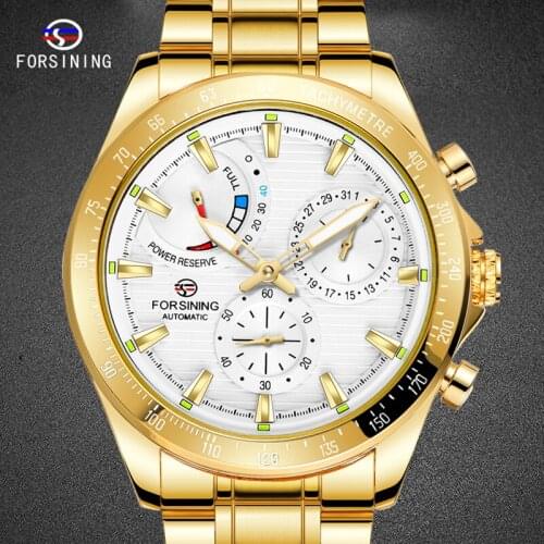 FORSINING Top Fashion Watches Male Gold Wristwatch Mechanical Automatic Mens Watches Luminous Mens Clocks Top Luxury