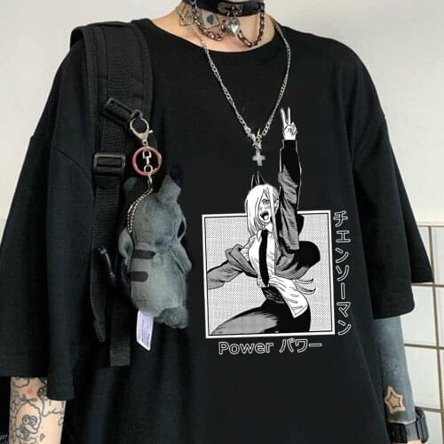 Chainsaw Man T-Shirt Men Women Cotton Funny Power T Shirt Anime Clothes Tops Tees Fashion Summer Top