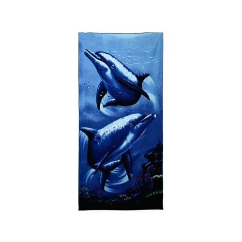 Blue Dolphin Design Sand Beach Towel Microfiber Bath Towel Drying Washcloth Swimwear Shower Summer Protection Supply 70x140cm