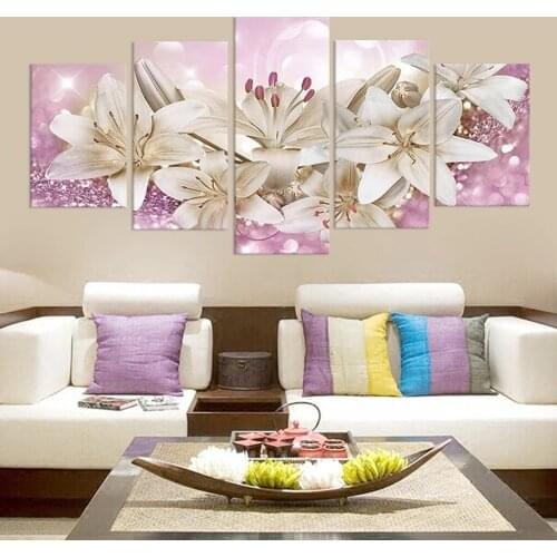 Pink Fashion Beautiful Flower Canvas Painting Modern Wall Art Poster Bedroom Living Room Decoration Painting Home Decoration