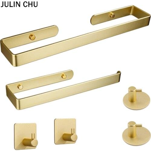 Gold Bathroom Accessories Set Space Aluminium Toilet Tissue Roll Holder Paper Towel Rail Ring Robe Coat Hooks Bathroom Hardware