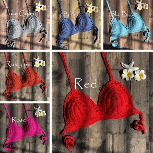 2019 New crochet Bikini top Bandage Bikini Top Swimwear Swimsuit Solid Beachwear Top Bra beach Tank 11 colors