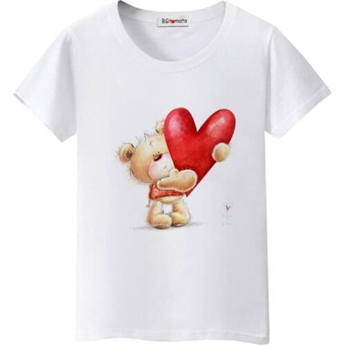 BGtomato New cute little Bear with love t shirts womens t shirts 3d printed Funny women T-Shirt women short sleeve tees tops