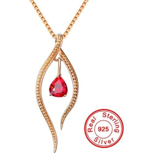 Natural Emerald Gemstone Pendant Necklace For Women Water Drop Ruby 18k Gold Color Emerald Pendant Fine Jewelry Felmale Birthday