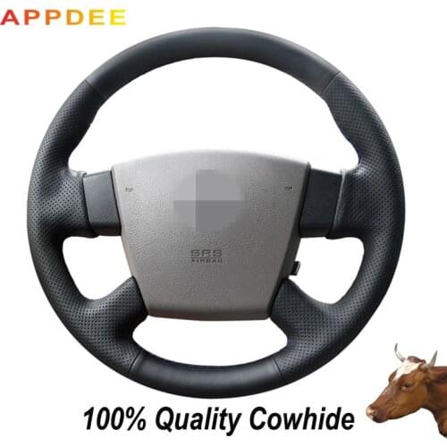 Hand-stitched Black Genuine Leather Steering Wheel Cover for Nissan Teana 2003-2008 Old Teana Renault Samsung SM5