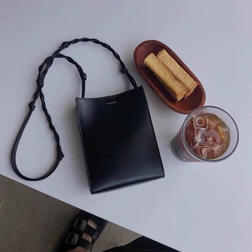 Jilsa**er retro simple solid color woven shoulder strap one-shoulder diagonal handbag leather small square bag tote bag