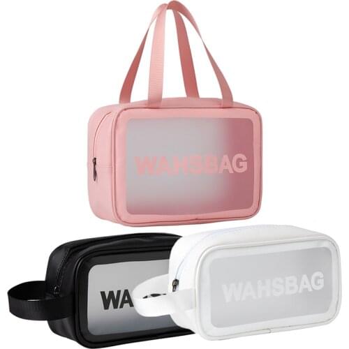 Transparent Women Cosmetic Bags Travel Portable Large PVC Waterproof Toiletry Makeup Wash Handbags Pouch Organizer Storage Bags