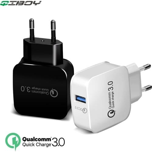 QC3.0 Charger Quick Charge 3.0 EU/US Wall 18W Fast Charging USB Supercharge for iPhone Xs Samsung S10 Xiaomi Huawei LG Usb Cable