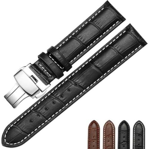 New 14 16 18 19 20 21 22 24 mm Genuine Leather Watch Band Strap Bracelet With Folding Buckle lasp PAM For Tissot Watchband